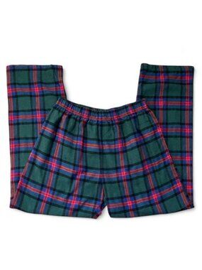 Women’s Plaid Flannel Pajama Pants Elastic Waist Size M Green Blue Red